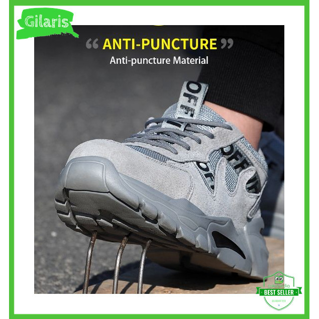 Sepatu safety boots sneakers unisex uk 36-46 gaya casual sporty ringan