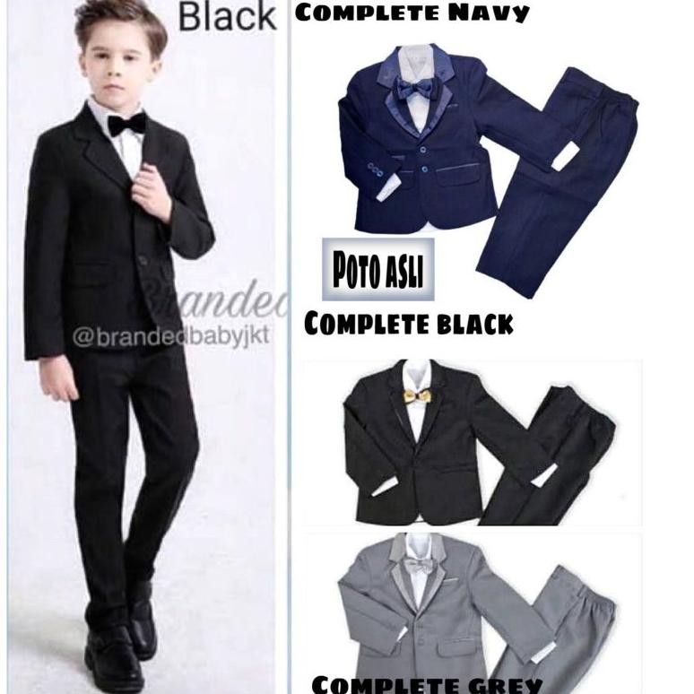 Pan Poto Ori Xrt Set Jas Anak / Setelan Jas Hitam / Biru Navy Anak Laki Laki /Setelan Jas Dasi Kupu 