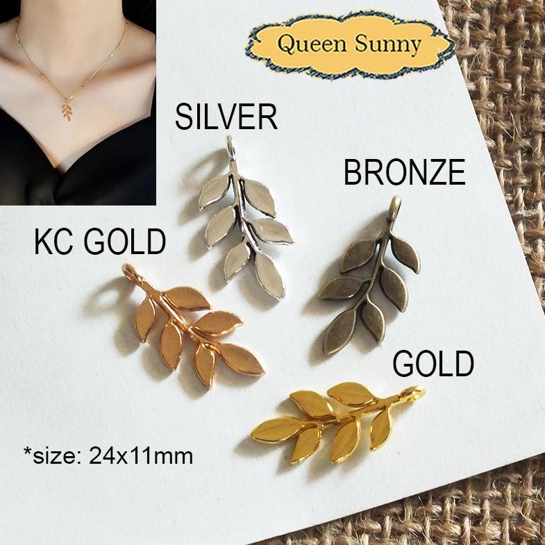 1pc Charm Liontin Daun Solid Tebal Bandul Kalung Anting-Anting Pendant Perhiasan Manik Jewelry Akses