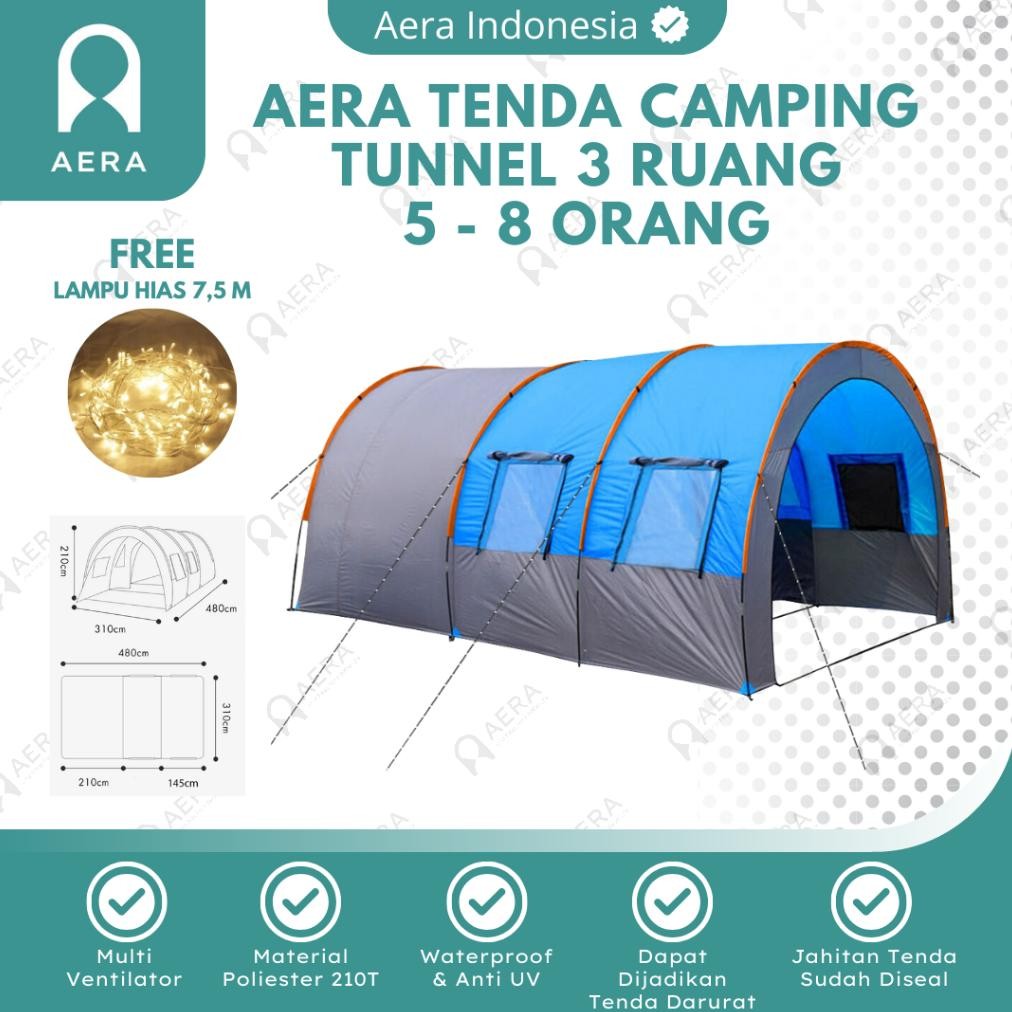 Hab Aera Tenda Camping Tunnel 5-8 Orang | Tent Camping Tunnel Wateroof | Tenda Camping 8 Orang | Ten