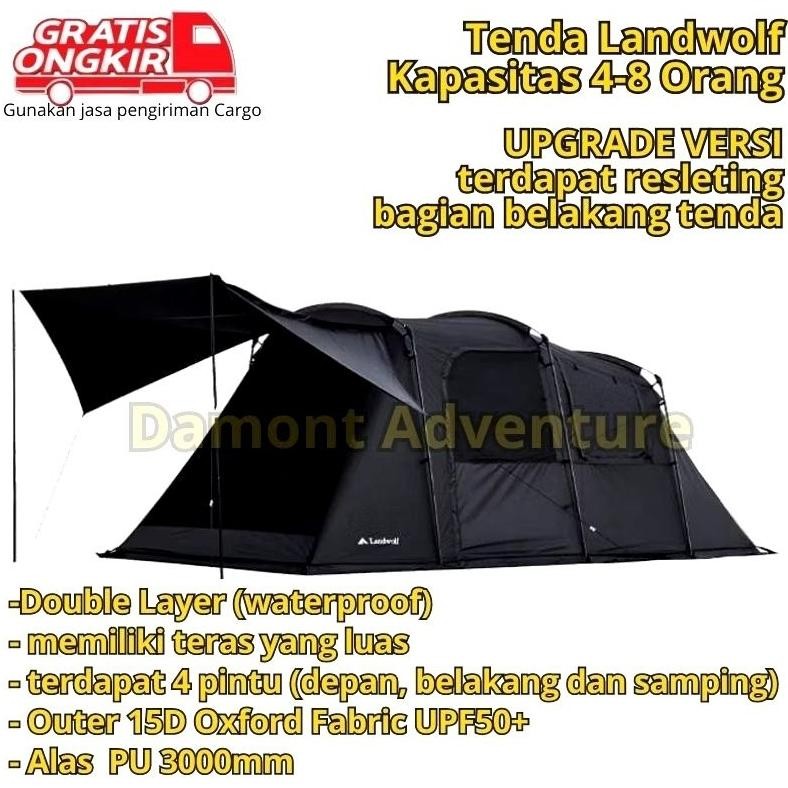 Kall Tenda Tunnel Landwolf Eclipta Camping Keluarga 5-8 Orang Double Layer Wateroof Faly Tent