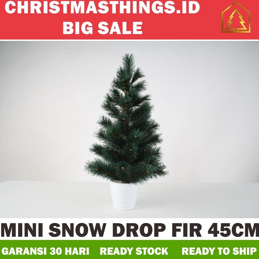 POHON NATAL MINI POT KECIL UNTUK MEJA POLOS SALJU PUTIH JARUM CEMARA SILVER CHRISTMAS TREE DECORATIO