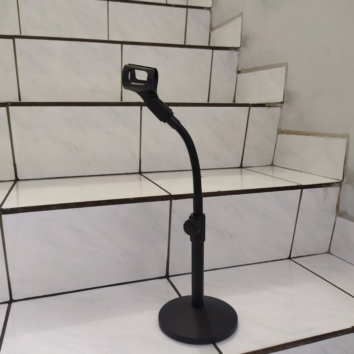 stand mic meja dudukan/kaki besi bulat