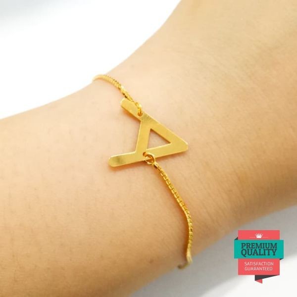 Grosir Gelang HWT huruf A emas asli kadar 875 Keren