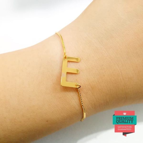 Terlaris Gelang HWT huruf E Emas asli elegant Keren
