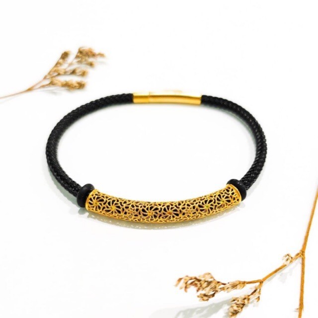 Terlaris Gelang tali hias huruf R emas asli kadar 875 Elegan