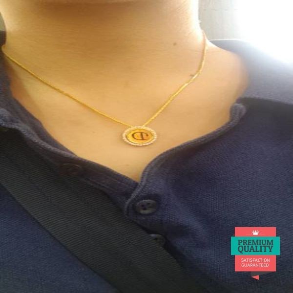 Murah set kalung huruf liontin bulat kadar 875 huruf d hadiah ultah Elegan