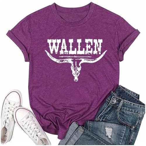Kaos Wanita RUSASKO Musik Country Wallen Kaos Motif Lucu Kaos Tengkorak Banteng Atasan |3gck8bNp|