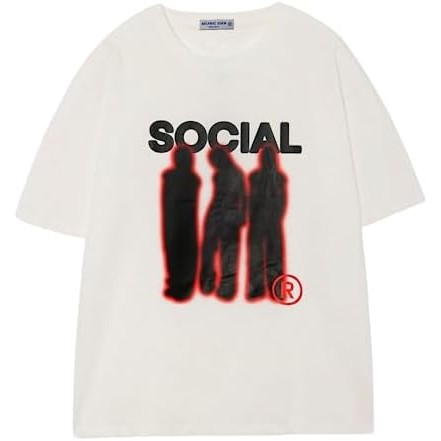 Kaos Pria Besar Aelfric Eden Kaos Cetak Potret Terdistorsi Leher Kru Atasan Katun Streetwear Kaos Ka