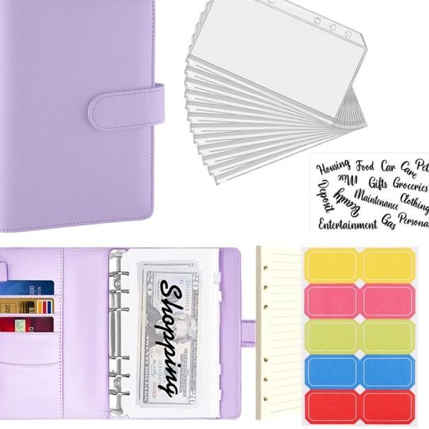 

A6 Binder Buku Catatan Dengan 10Pcs Kantong Yimpanan Uang Tunai