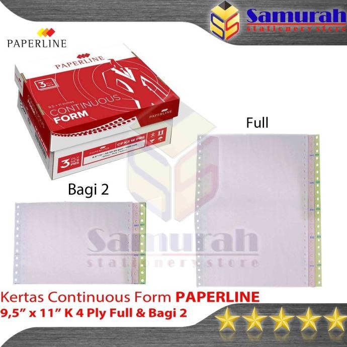 

TERBARU - Kertas Continuous Form Paperline 9,5 x 11 K 3 Ply Warna Full / Bagi 2