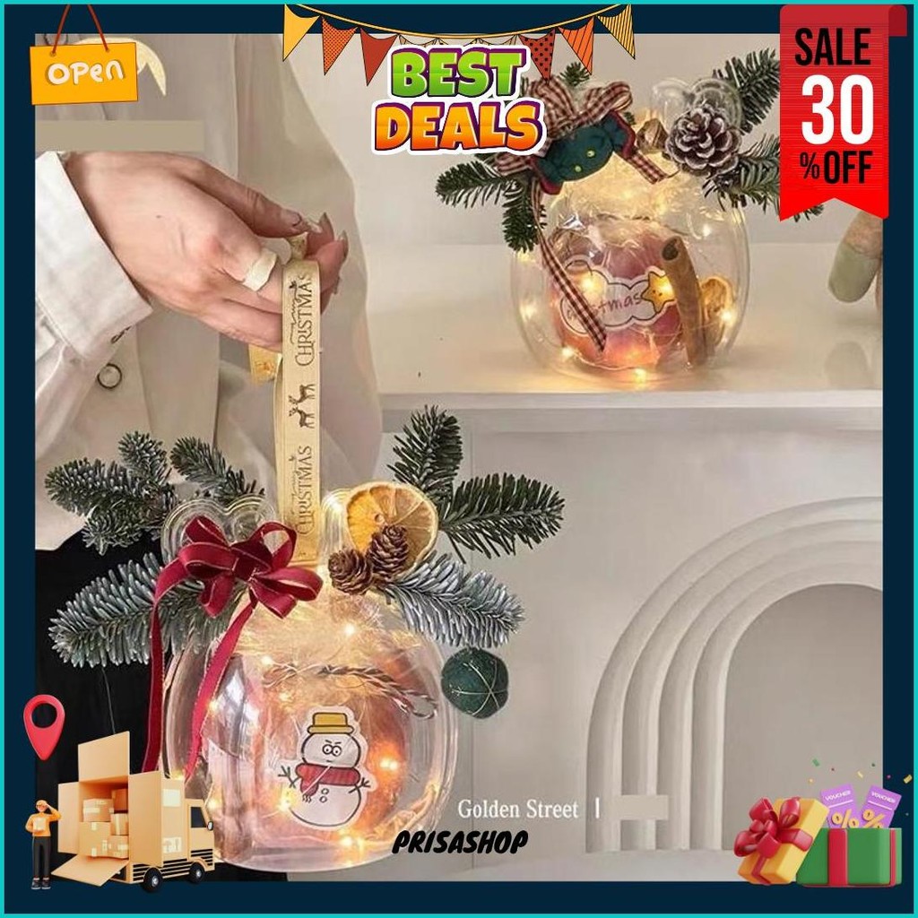 

Kotak Hampers Natal Bola Transparan Rusa Dome Cookies Christmas Box Mika Kilat