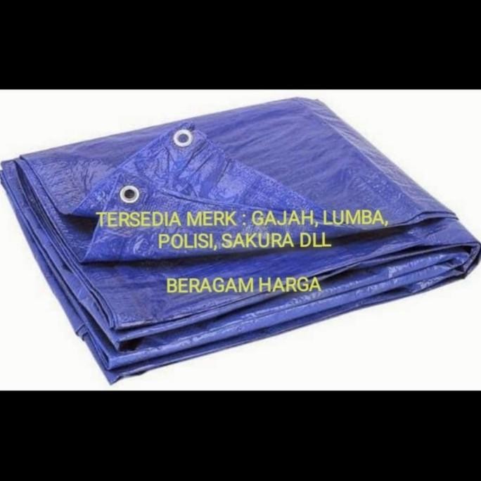 Terpal Plastik 4x6 meter Tenda Biru Cap Lumba Gajah Polisi Sakura