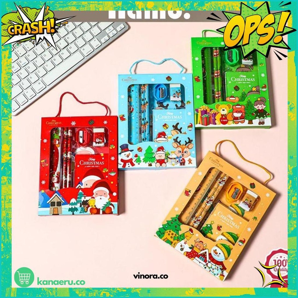 

Alat Tulis Set Christmas Edition/ Set Stationery X-Mas/ Paket Alat Tulis Tema Natal/ Souvenir Ulang Tahun Anak/ Kado Natal Anak Kilat