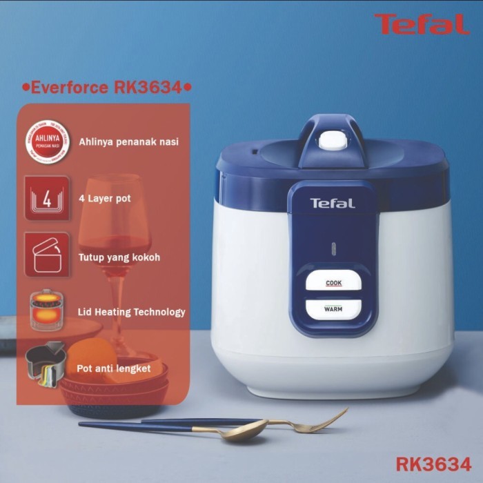 TEFAL Ever RK3634 Rice Cooker 2 Liter Penanak Nasi - Blue