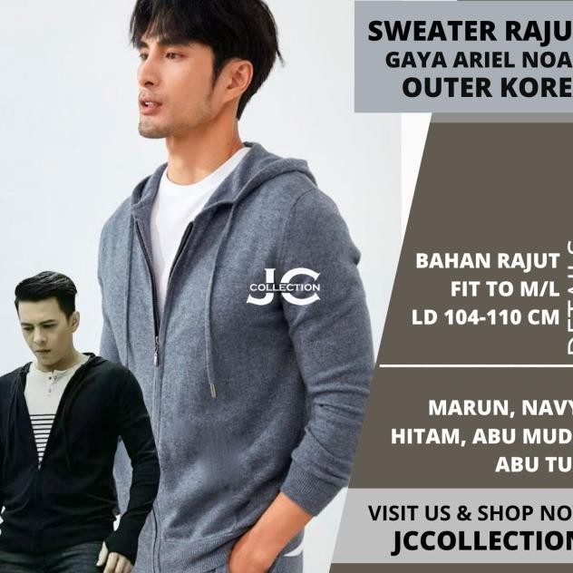 Outer Jaket Rajut Pria Ariel Jempol / Knitt Sweater Hoodie Roundhand
