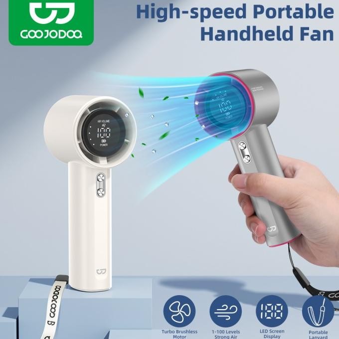 Goojodoq High Speed Turbo Kipas Angin Minifan Portable Handheld Kipas Brushless Strong Wind Digital 