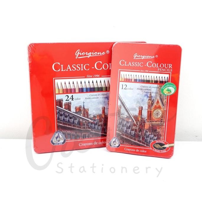 

BEBAS ONGKIR - Giorgione Classic Color Pencil Metal Tin Case Pensil Warna Triangular 12 24 Warna G-MT