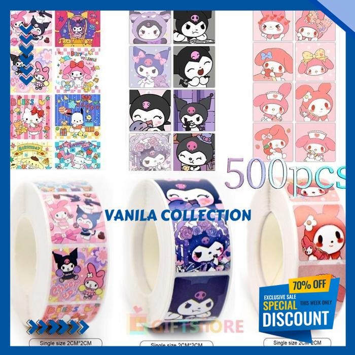 

500PCS STIKER ROLL SANRIO FREEBIES KPOP GULUNG KARTUN LUCU STIKER PENYEGELAN BENTUK PERSEGI DEKORATIF KREATIF -GS BEST SELLER