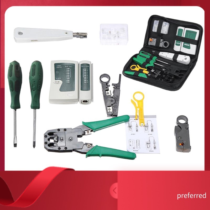 ⛏Kit Alat Tangan Tang Crimper Penguji Kabel Perbaikan Jaringan LAN 9 In 1 Cat5 RJ45 RJ11 RJ12 Pengup