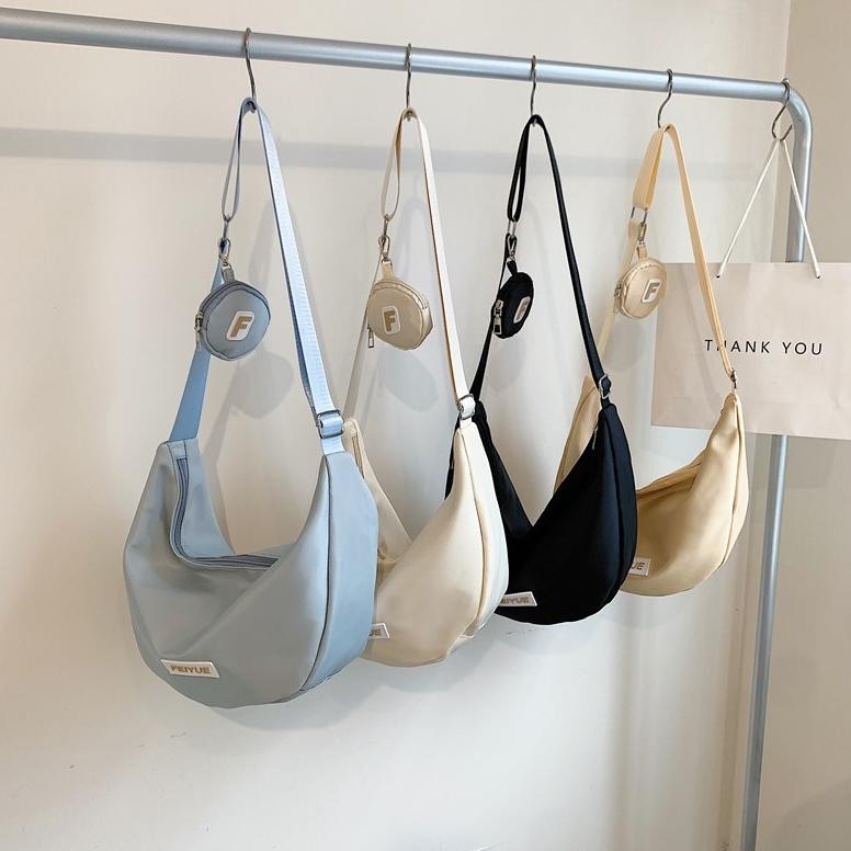 FEI Sling Bag Wanita Bahan Nylon Tas Selempang Bahu Wanita Trend Y2K Kekinian Lucu Korean Style Bara