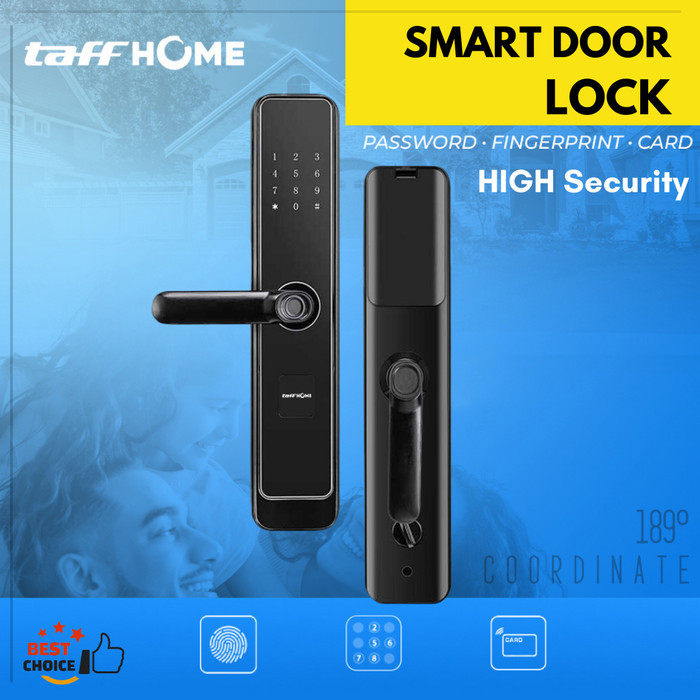 SMART DOOR LOCK FINGERPRINT PINTU CARD OTOMATIS KUNCI PINTU ALARM