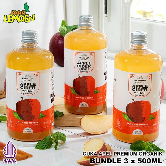 

BRG BARU Suur Lemoen Cuka Apel Organic Bundle 3 x 500ml - Diet Detox - Apple Cider Vinegar Premium