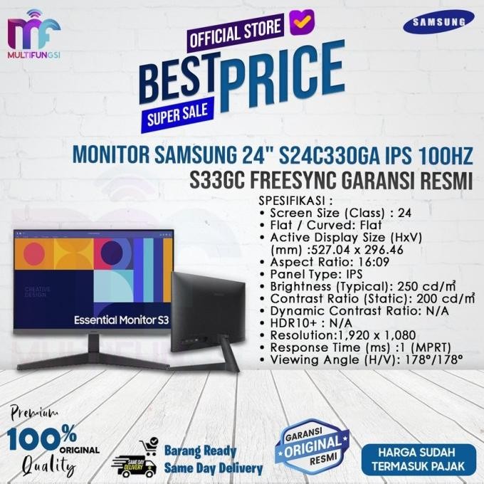 Monitor Samsung 24" 75Hz S24R350 Ips Fhd Hdmi Led (Ls24R350Fze)