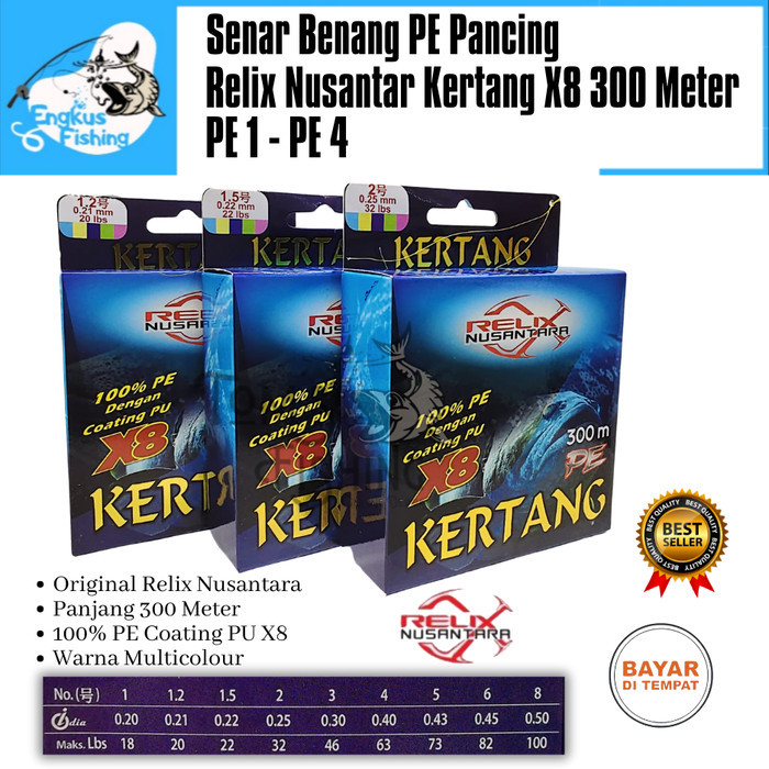 TERBARU - Senar Benang Pancing PE RELIX NUSANTARA KERTANG X8 300 Meter (PE 1 - PE 4) Murah - Engkus