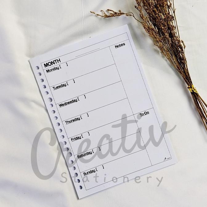 

TERBARU - [Tulis.Id] Simple Weekly Planner A5 Loose Leaf Binder Paper 100 GSM
