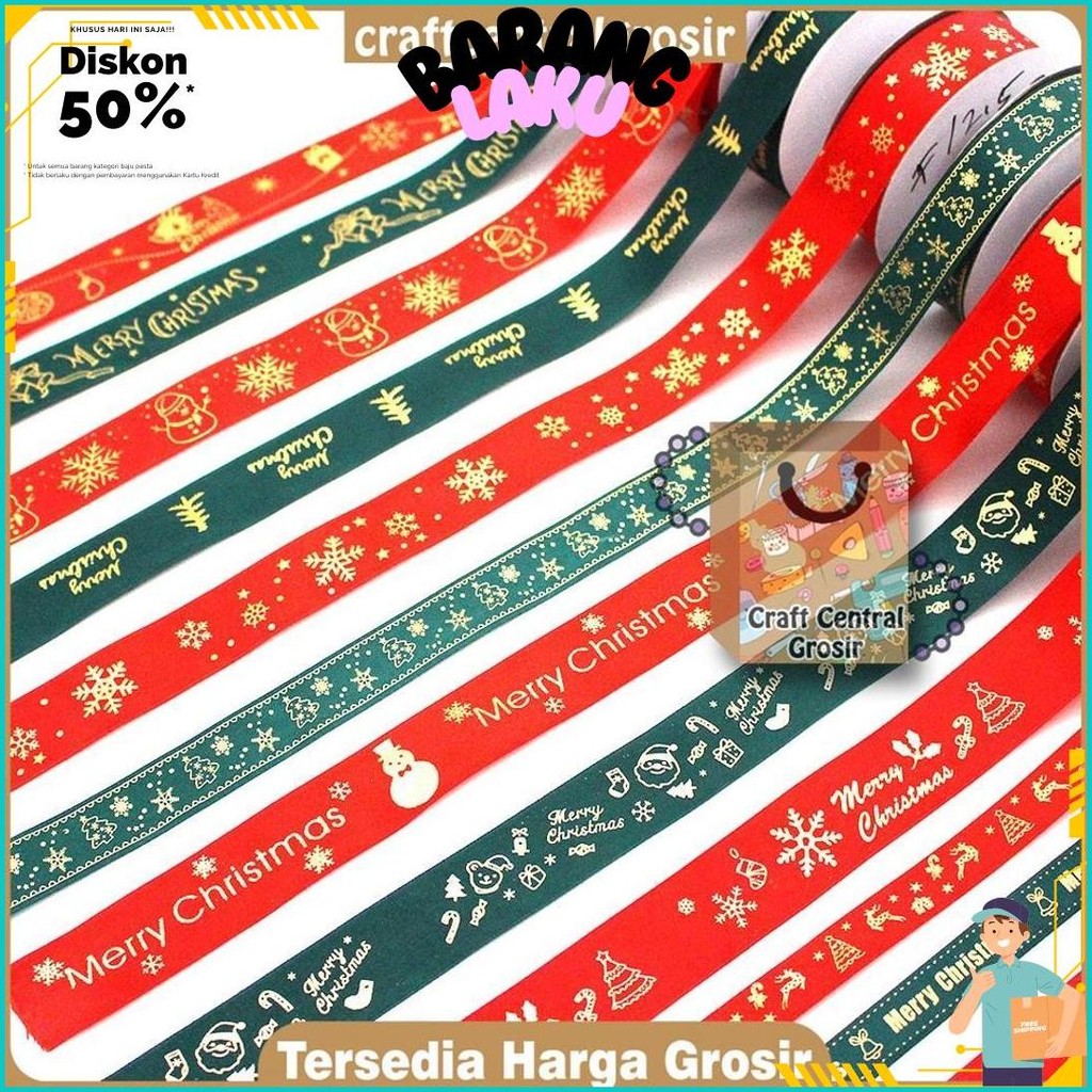 

Pita Natal/ Pita Satin Natal Per Roll 20 Yard Gratis Ongkir