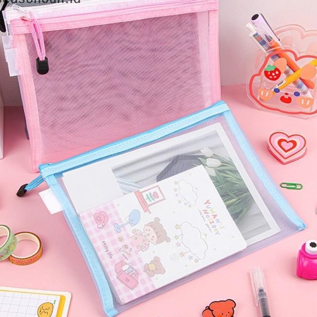 

SEASONOUN A4/A5/A6 MESH ZIPPER POUCH BENING TAS DOKUMEN BUKU FILE