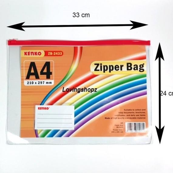 

ZIPPER BAG KENKO ZB 2433 TAS DOKUMEN PLASTIK MAP ZIPPER A4