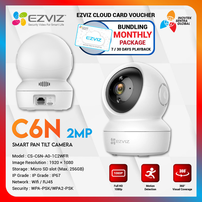 EZVIZ C6N 2MP / 4MP IP Camera CCTV Paket Cloud Storage 1 Bulan