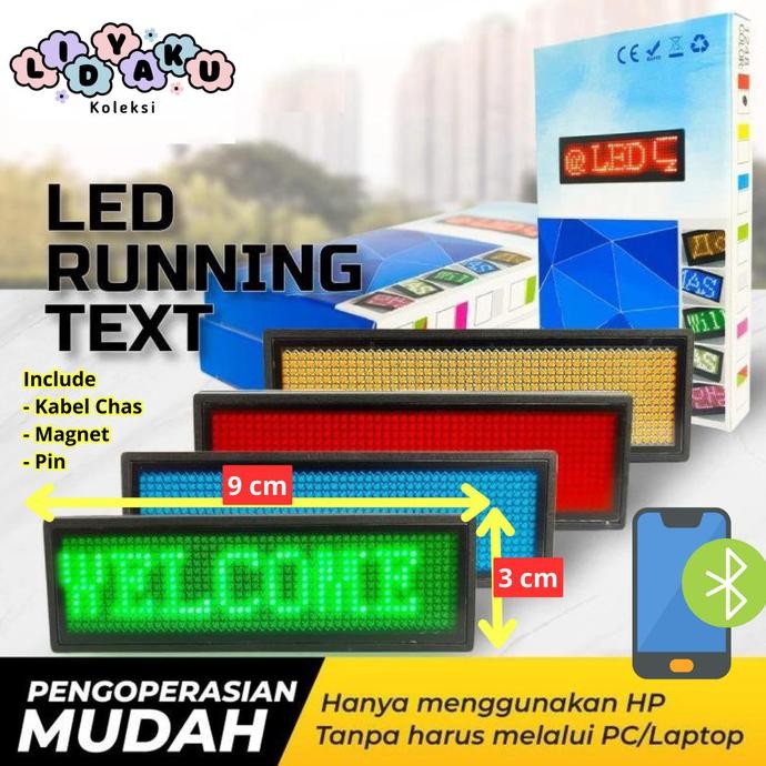 

BEBAS ONGKIR - LED PAPAN NAMA BERJALAN/LED Badge/Nametag LED/Bluetooth Android IOS