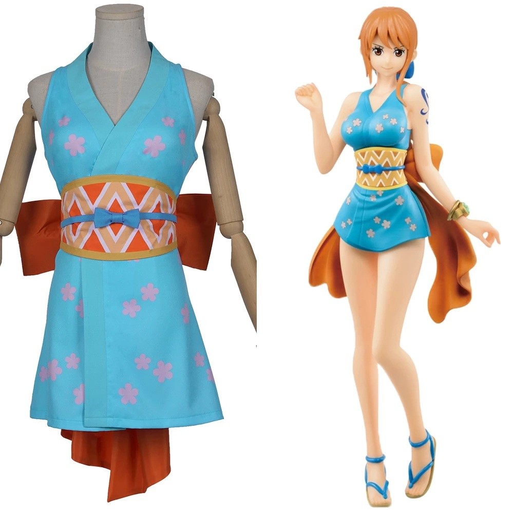 TENTANGCOS ONE PIOCE LUFFY NAMI COS SEPETAP STRAIP HAT GROUP Sailor Nami Cosplay Costume Halloween C