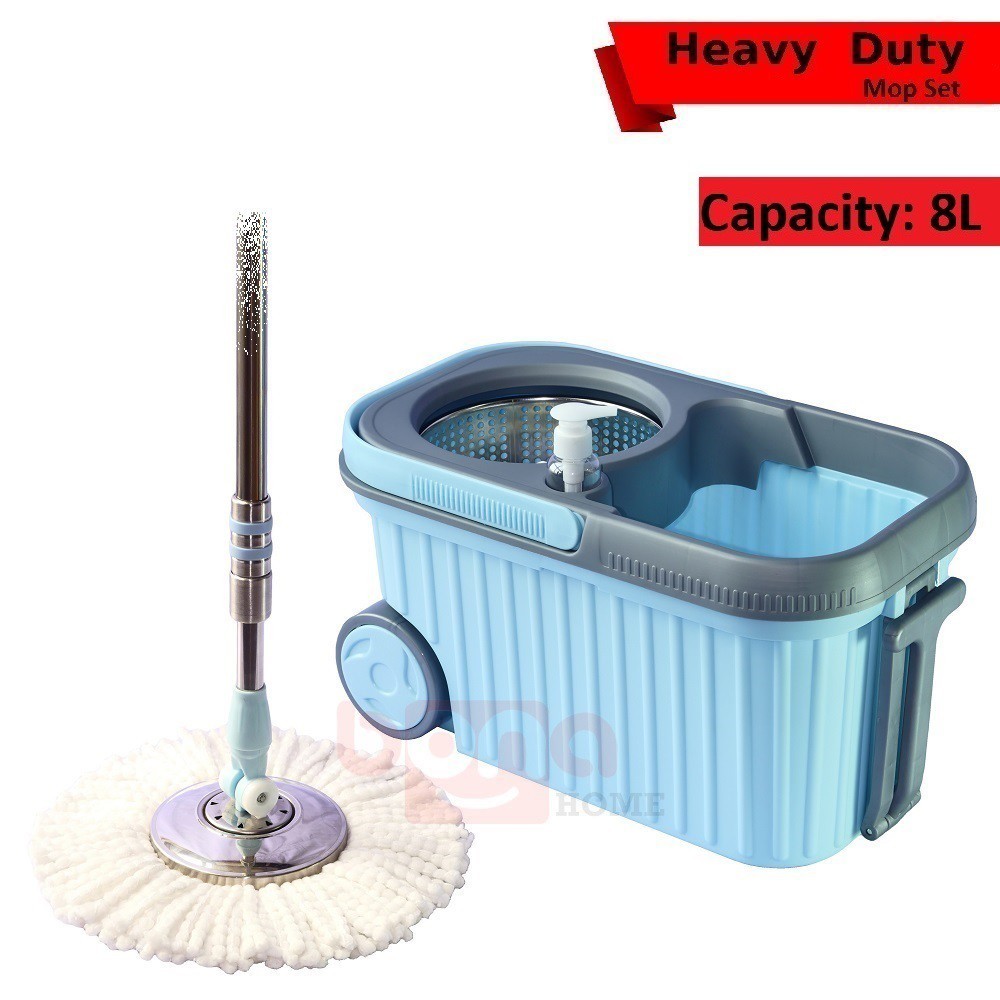 Pel Putar Tugas Berat Pel Putar Lantai Ember Besar Pegangan Putar Tahan Lama Pel Lantai Alat Pembers