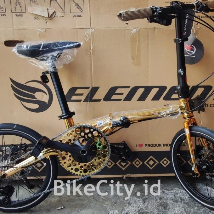 Sepeda Lipat ELEMENT TROY X 10 Speed 16 Inch GOLD EDITION