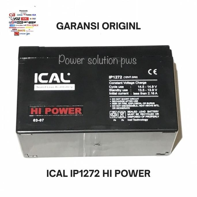 Accu Aki Baterai Batere Kering UPS ICA / Aki ICAL IP1272 12V 7.2Ah