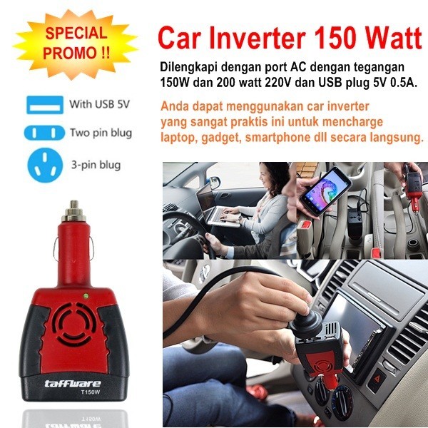 Car Inventer Adaptor Colokan Mobil Cas Casan Fast Charging Hp laptop
