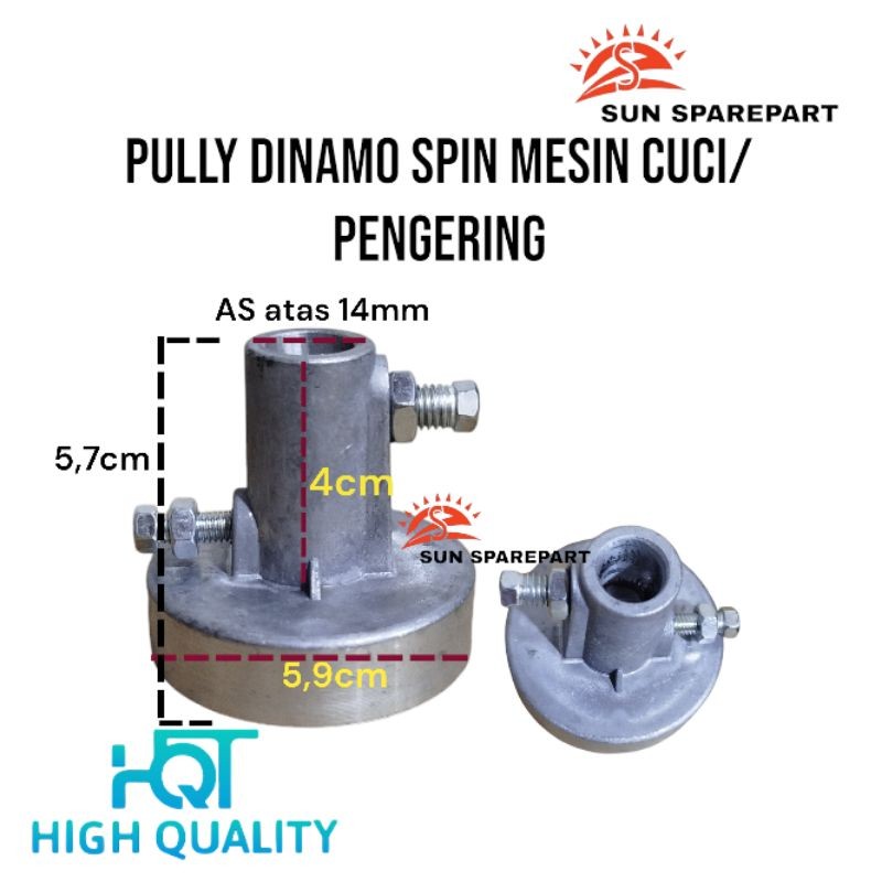 pully dinamo spin mesin cuci/pully pengering lubang As atas 14mm