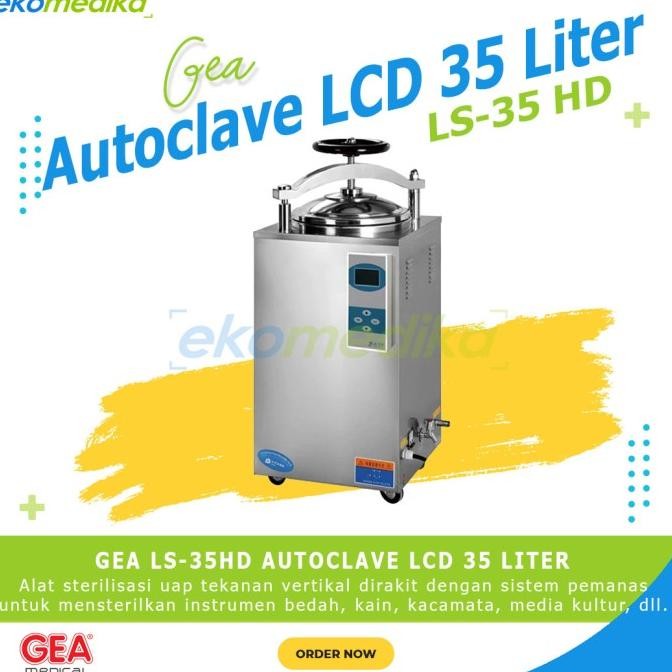 Autoclave GEA LS35HD 35 Liter Pressure Steam Sterilizer LCD Display