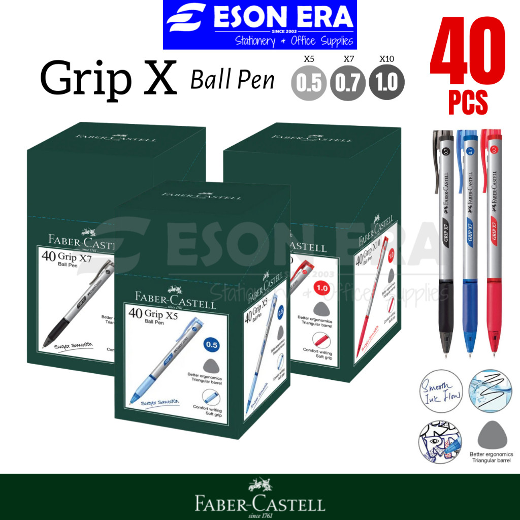 

Pena Bolpoin Retractable Faber-Castell Grip X (40 pcs/kotak) Paket X5/X7/X10 Massal |diU0Tzb8|