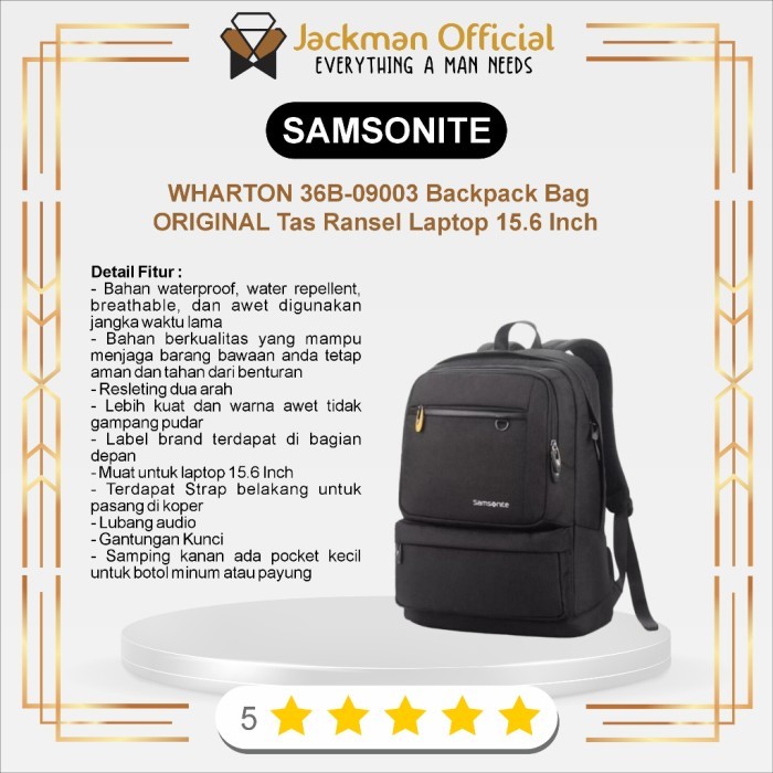 SAMSONITE WHARTON 36B-09003 Backpack Bag ORIGINAL Tas Ransel Laptop 15.6 Inch