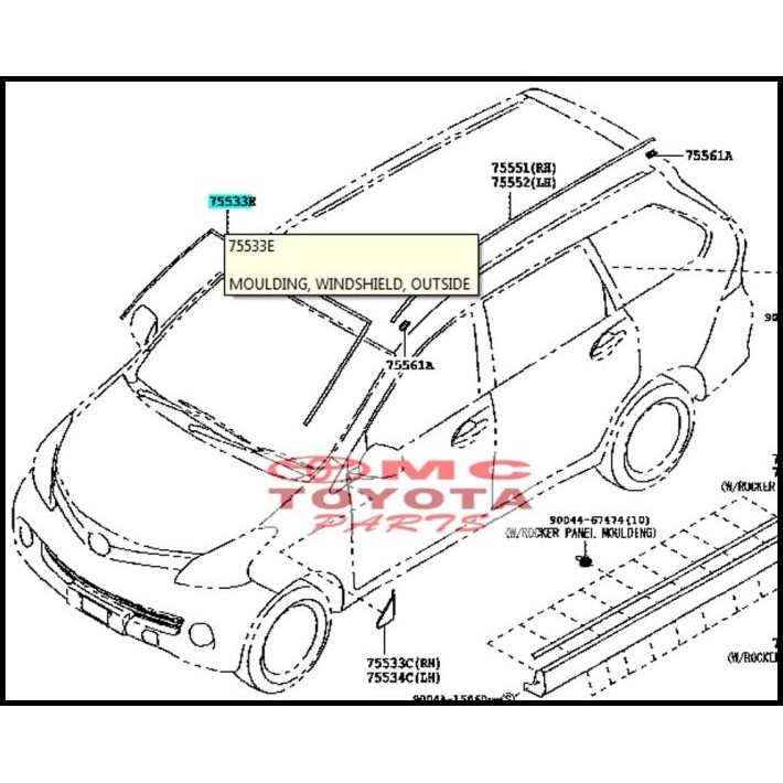 HOT DEAL LIST KARET PELIPIT LUAR KACA DEPAN AVANZA XENIA ALL NEW 75533-BZ100 