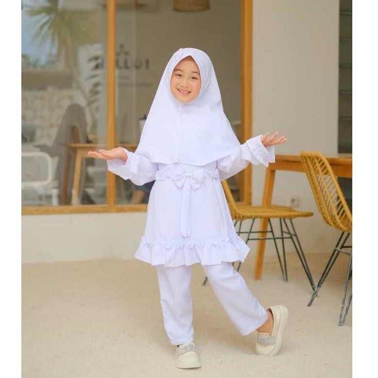 rq-56 Gamis Anak Putih Manasik Haji Pakaian Muslim Anak Syari Anak setelan anak muslim 2023 Halwa Ou
