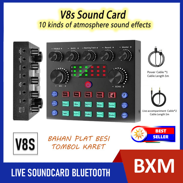 Cuci Gudang Soundcard V8S Bluetooth Live Mixer Audio Usb External