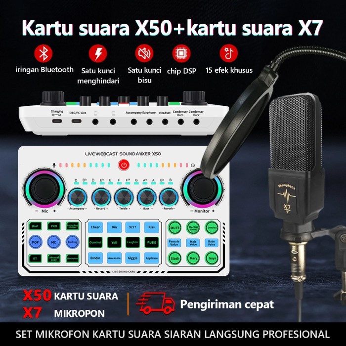 Cuci Gudang Soundcard X50 Live Audio Mixer Broadcast Recording Karaoke