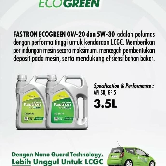 PAKET OLI Mobil LCGC + FILTER FASTRON TECHNO ECO Green SAE 0W 20