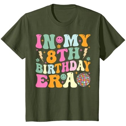 Groovy In My 8th Birthday Era Eight 8 years Old Birthday Kaos |KAOH8Ccr|